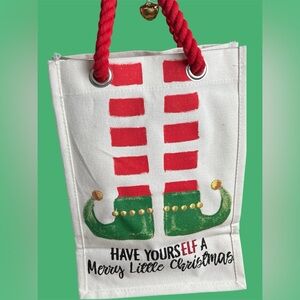 Festive Christmas Elf Tote Bag - Red, Green, White